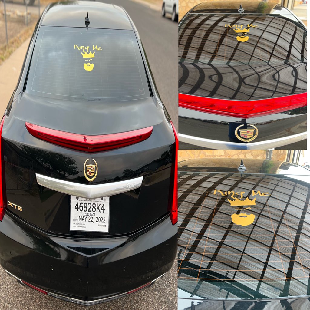 Hit me up if you need a car window decal of your own design. Follow @kingmeroyalty12 on IG. #KINGME @J4YBOOG1E <a href="/NylahBaby2/">Ny $$</a>