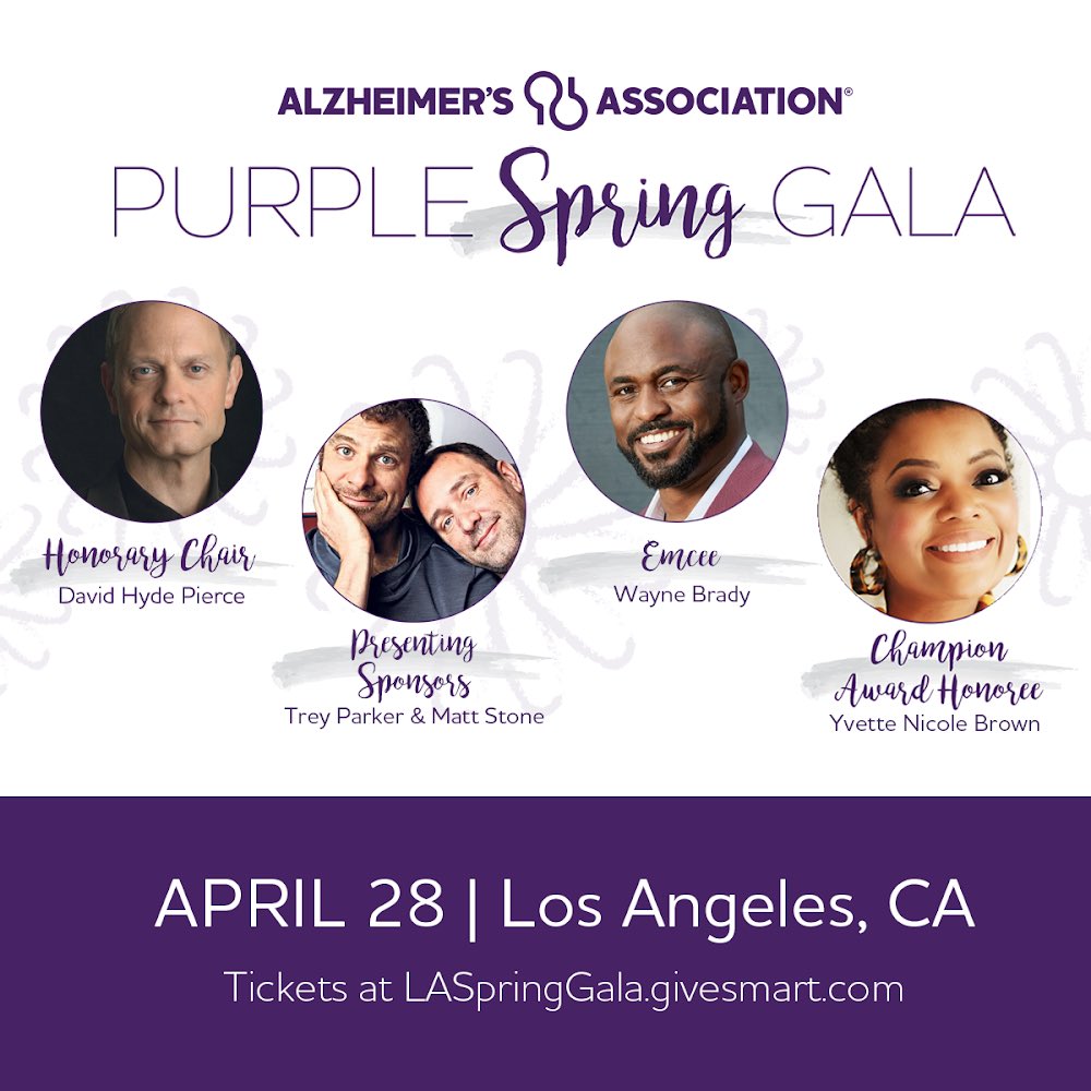 Guys, I’ll be coming up in the 9am hour of @ktlaENT. 

I’ll be on to chat about the @alzassociation - California’s #PurpleSpringGala hosted by @WayneBrady. 

I’m humbled to be receiving their #ChampionAward at the event.

#EndAlz💜