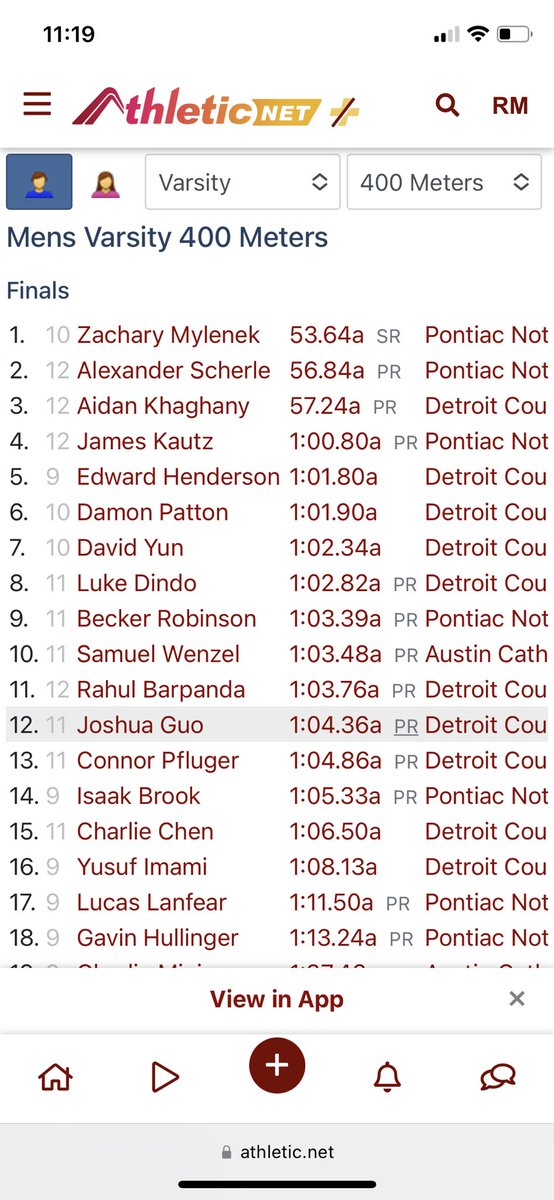 Some great results in the boy’s 400m dash!

🥇Sophomore Zach Mylenek takes the top placing with a season best 53.64! 💨
🥈Senior Alex Scherle records a PR, 56.84, and places 2nd!

Senior Jack Kautz gets a PR, 1:00.80, and places 4th!