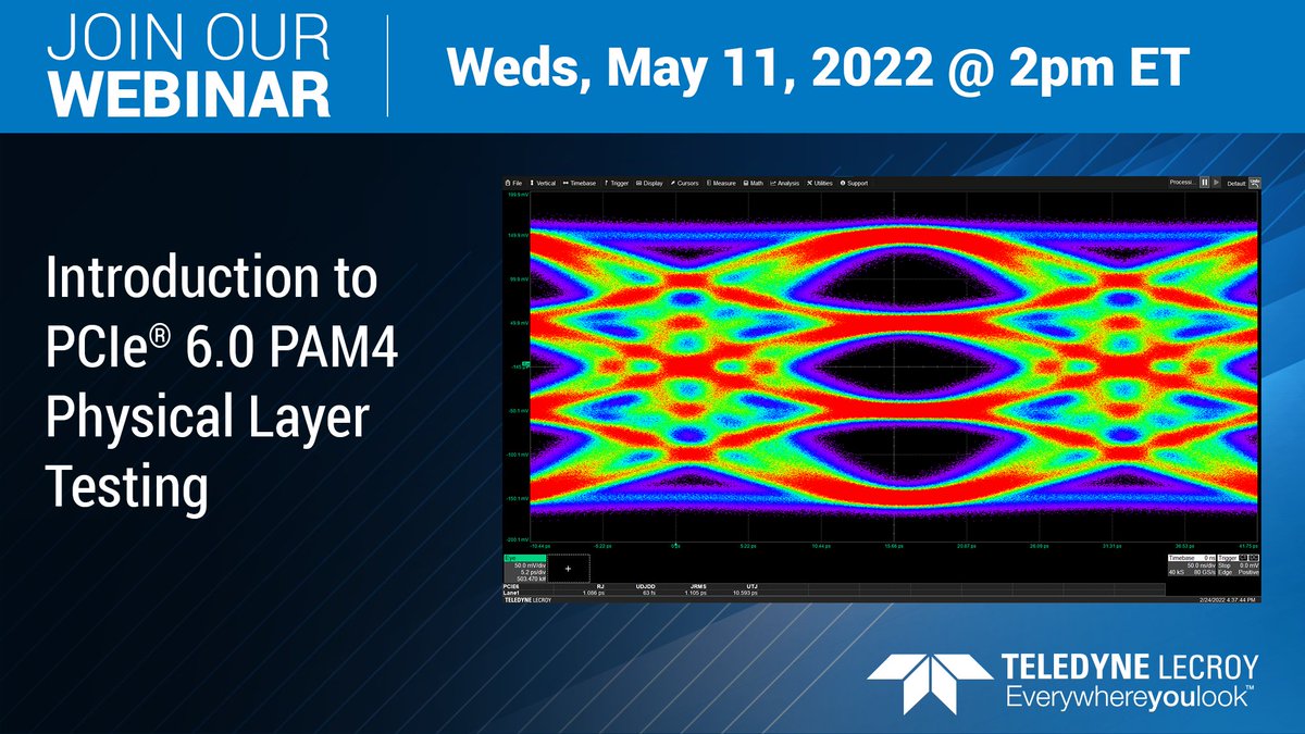 TeledyneLecroy's tweet photo. May 11! Teledyne LeCroy PCIe 6.0 physical-layer test experts explain the challenges early adopters will face when moving from PCIe 5.0 to PCIe 6.0 and how to overcome these challenges. Sign Up: https://t.co/hcsC0tKml5
#teledynelecroy #pciexpress #pcie #pam4 #PCIExpress6 https://t.co/8aiEx2mWdD