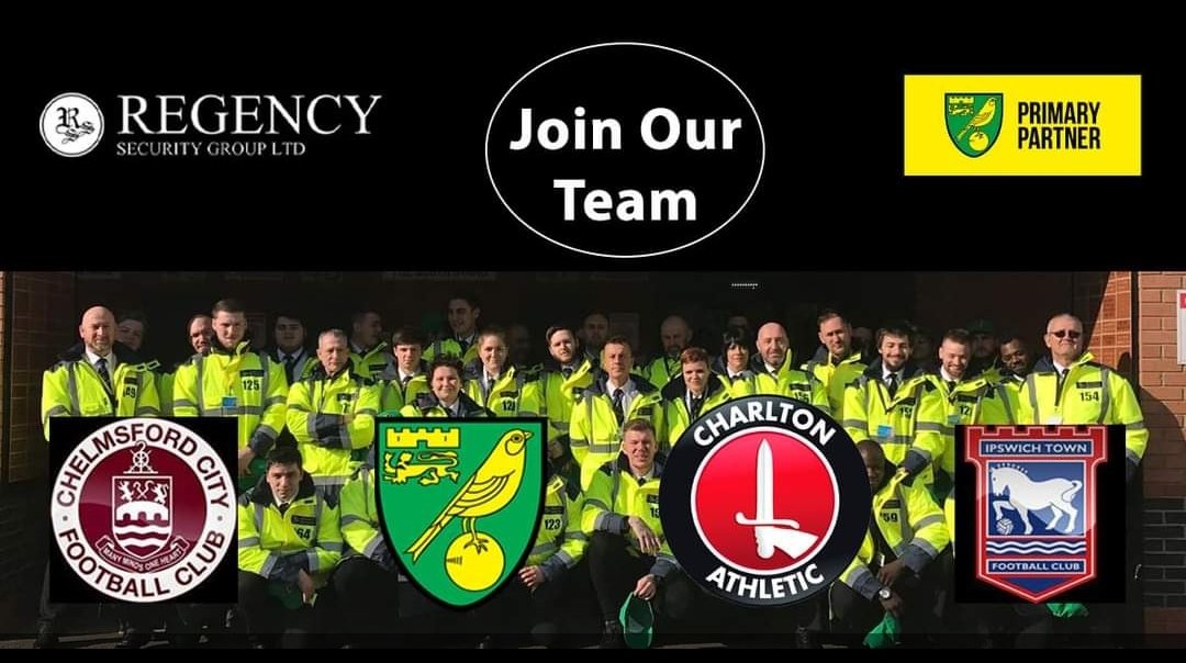 RegencySecurity's tweet image. Over the last 7 days our Events teams have supported Norwich City FC, Ipswich Town Football Club, Chelmsford City FC and Charlton Athletic FC providing matchday security.  

To join our Events Team please send your CV to lucy@regencyguarding.co.uk or call 01376 528918