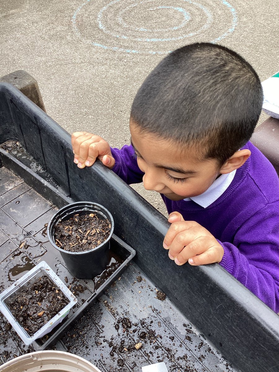 ECS_Keighley's tweet image. Reception are busy planting beans. 
Will we wake up to a beanstalk?😉 🍃 #learningoutsidetheclassroom #gardeners #lotsofquestions
