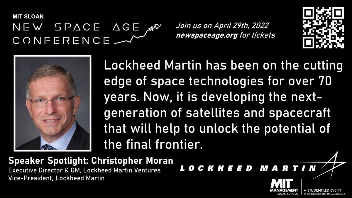 Chris Moran, VP at Lockheed Martin, will be joining us at the #NewSpaceAgeConference! Lockheed is building sats that can give earlier warning of weather + deliver GPS directions to billions. Now, it's driving innovations to do even more in orbit! Tix @ newspaceage.org