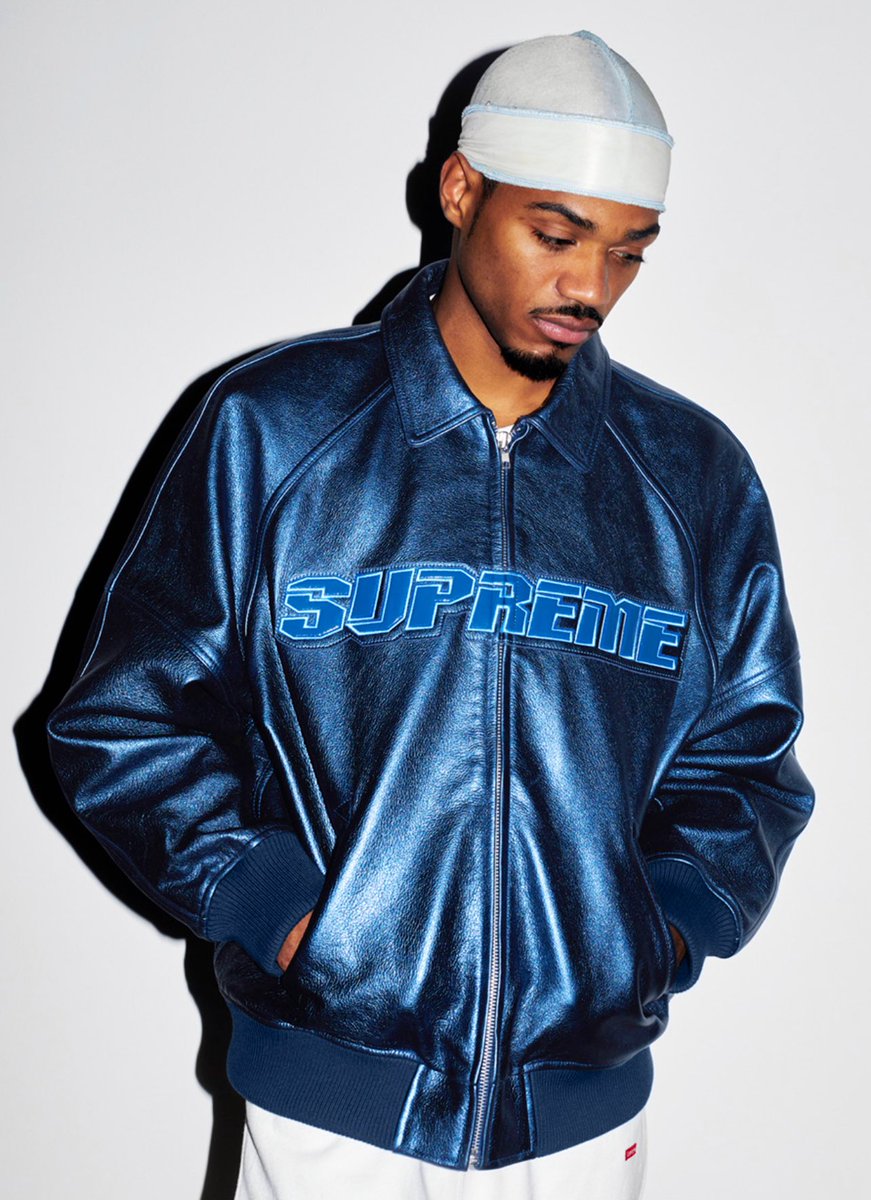 Supreme Silver Surfer Black Leather Bomber Jacket