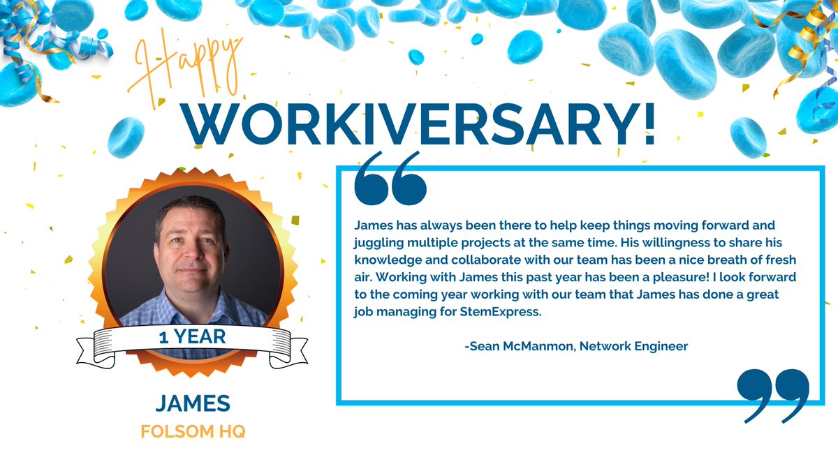 CGT_Global's tweet image. Congratulations to IT Manager James Doucette on his one-year workiversary with StemExpress!

Thank you for all that you do, James! 💻

#StemExpress #team #workiversary #biotech #cellandgenetherapy