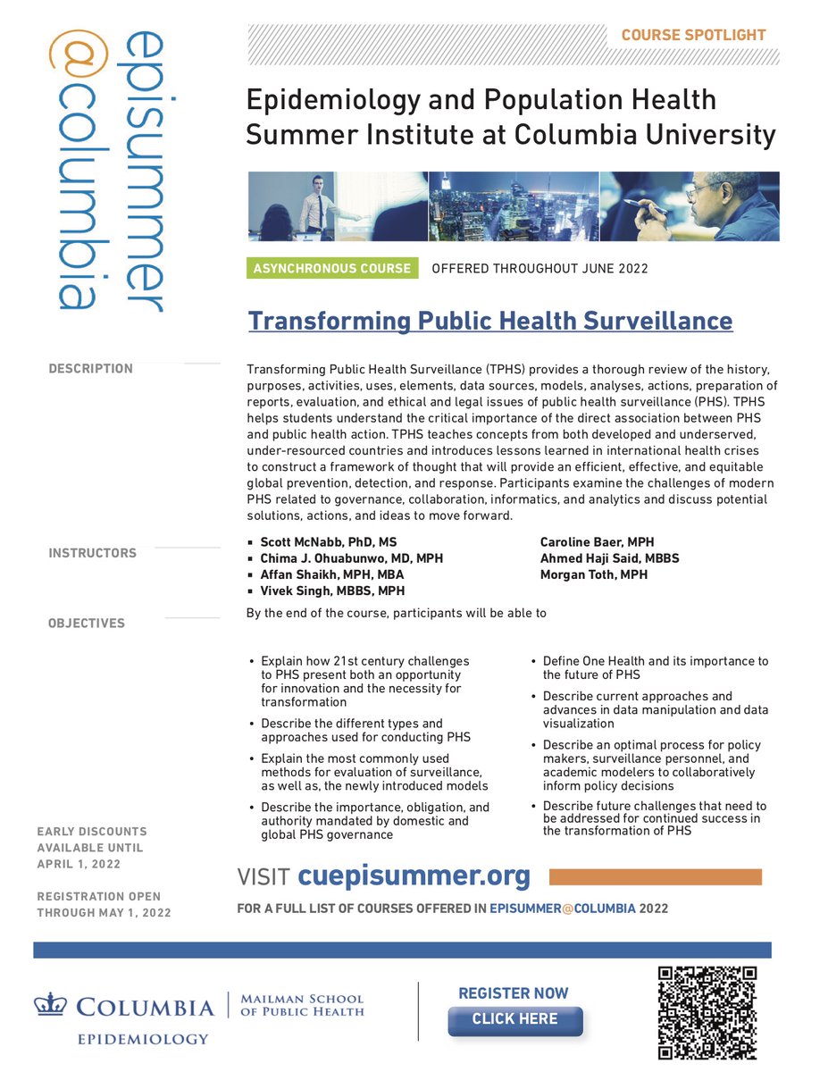 CUEpidemiology's tweet photo. Register now for these great courses- part of Dept of Epidemiology @ Columbia University Mailman School of Public Health's summer institute, episummer@columbia! Find out more about episummer at https://t.co/3HHkXUo9ZQ
Peruse our June 2022 short courses at https://t.co/BbxD6NOGOE https://t.co/KFfnUqbFbB
