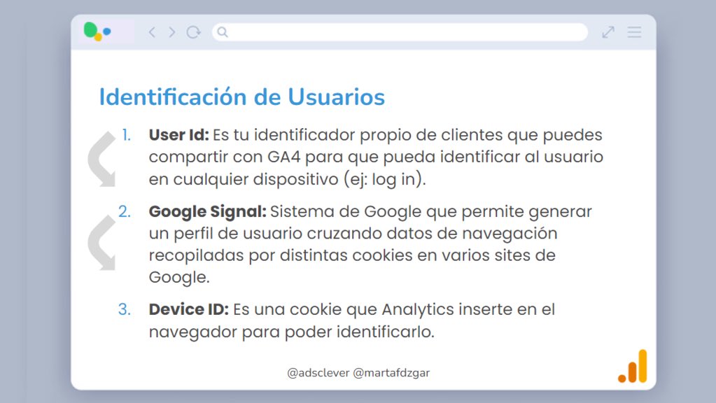 martafdzgar's tweet photo. Así hace #GoogleAnalytics la identificación del usuario, combinando #GoogleSignals con el #UserID. Más en 👉 #POSICIONA2022 https://t.co/zHfVE5pGrY
