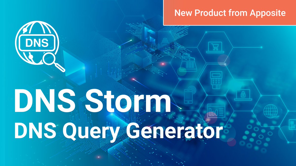 Apposite_Tech's tweet image. Announcing a new product from Apposite, DNS Storm! Measure the performance and capacity of carrier-grade DNS servers against a high scale of valid and invalid DNS queries. Learn More: lnkd.in/ga_6yRBm