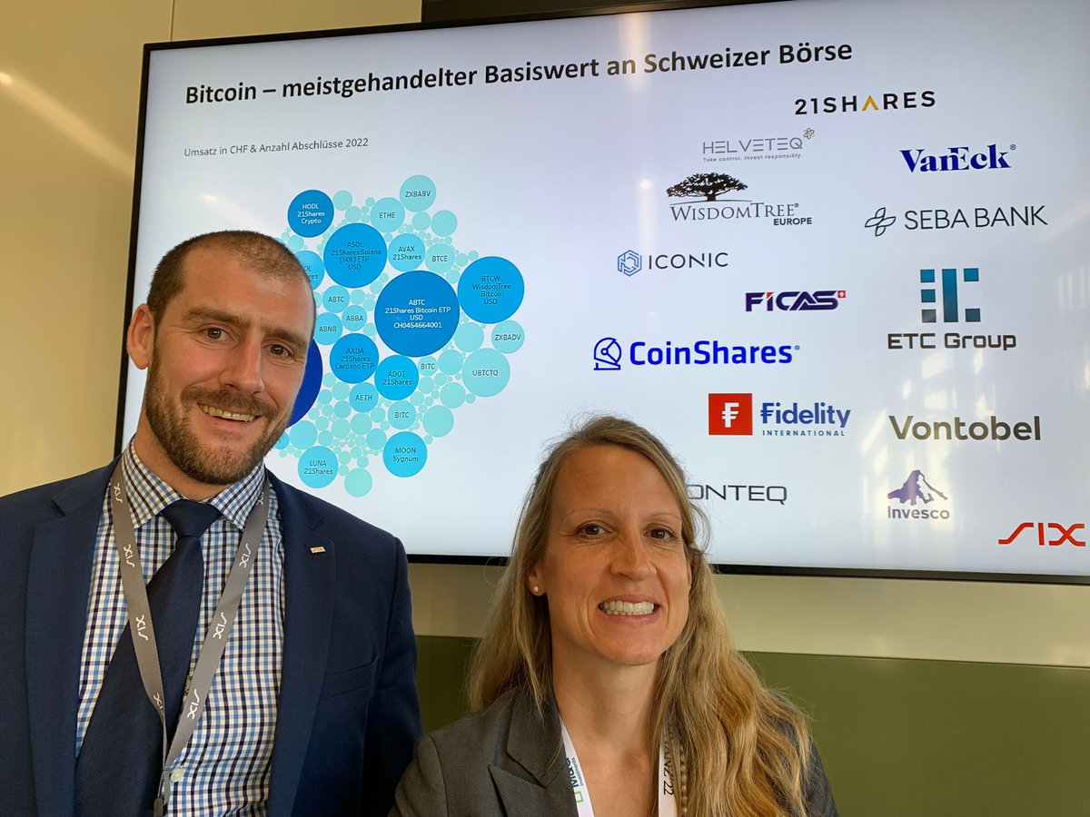 Crypto products are booming on the Swiss Stock Exchange. Today at #Finanz22  Danielle Reischuk and Mischa Imhof gave an interesting presentation about  past and future trends and the vast range of crypto
