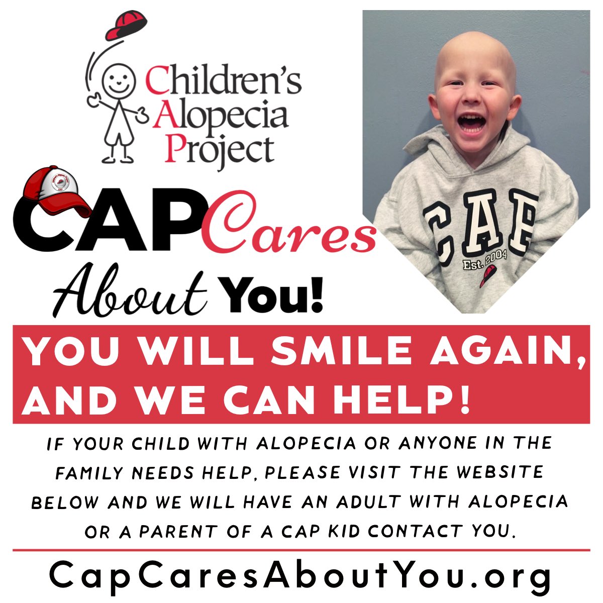 JeffWoytovich's tweet photo. We have fantastic mentors, advocates, CAP Kid alumni and parents of CAP Kids, past and We have over 150 volunteers from around the United States willing and ready to help. https://t.co/xR3lVPcU4A
#CAPcares, #CapCaresAboutYou, #CapKids, #ChildrensAlopeciaProject https://t.co/mdPXFKa2IE