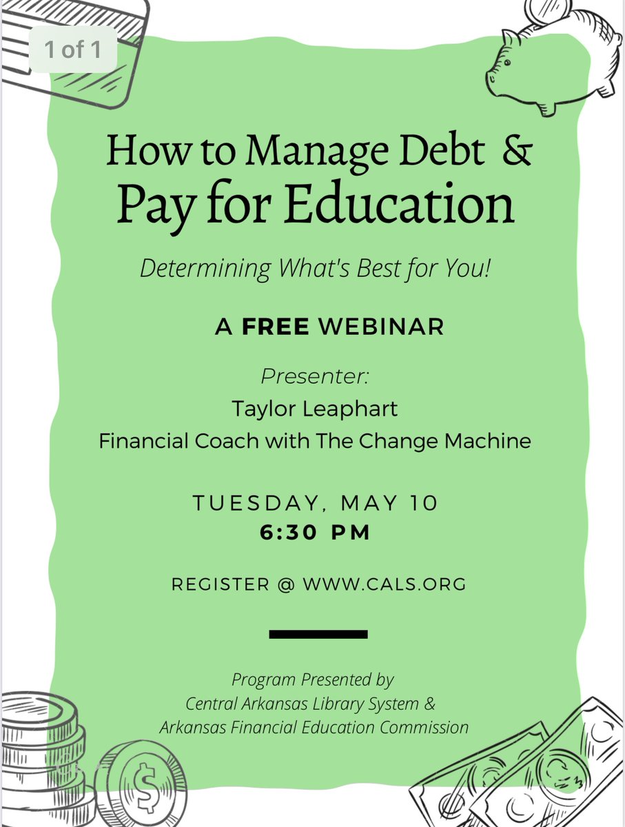 ARTreasurer's tweet photo. Do you have student loan debt?

Part 2 of the Arkansas Financial Education Commission's 6-part series on personal finance will give you the tools you need to decide if borrowing money for education is right for you. Learn about student loan debt, "debt traps," &amp; your options. https://t.co/qqj74qze4O