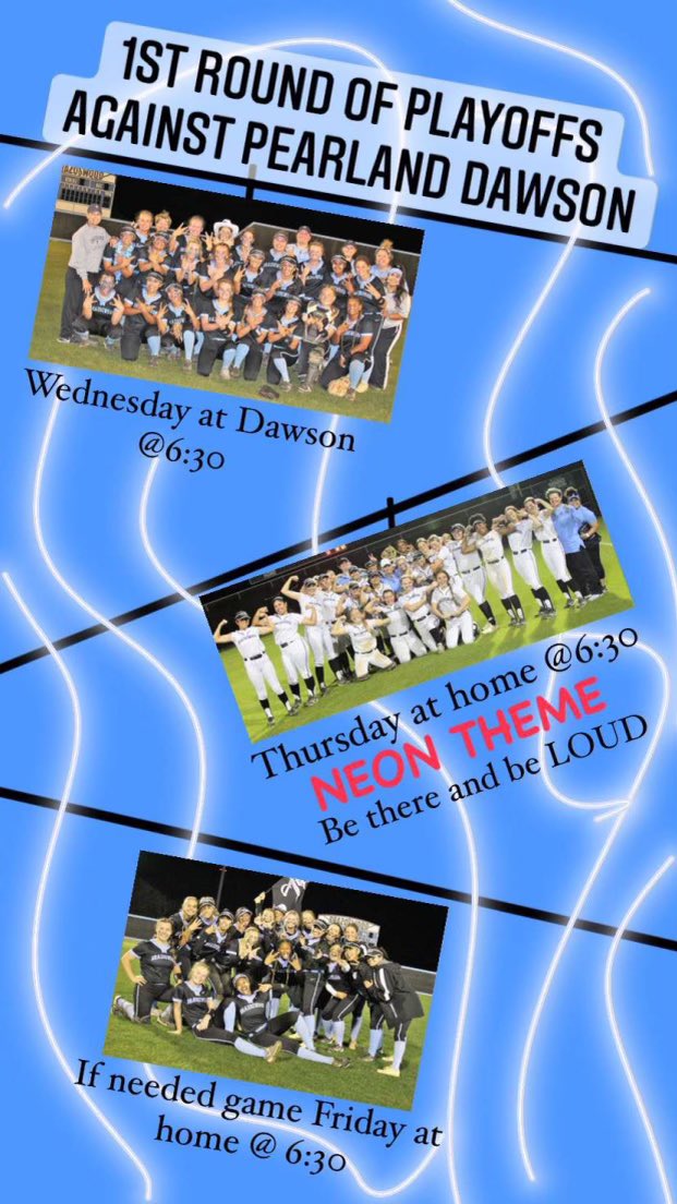 LadyBucSB's tweet photo. Playoffs start today👏🏼 come out and support your Lady Bucs this week as we take on Pearland Dawson 🥎 #nowhiteflag #mudita https://t.co/heJxaYbWUT