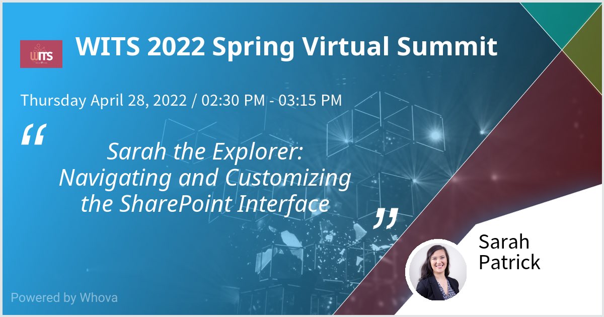 I am speaking at WITS 2022 Spring Virtual Summit. Please check out my talk if you're attending the event! #WITSVirtual22 - via #Whova event app