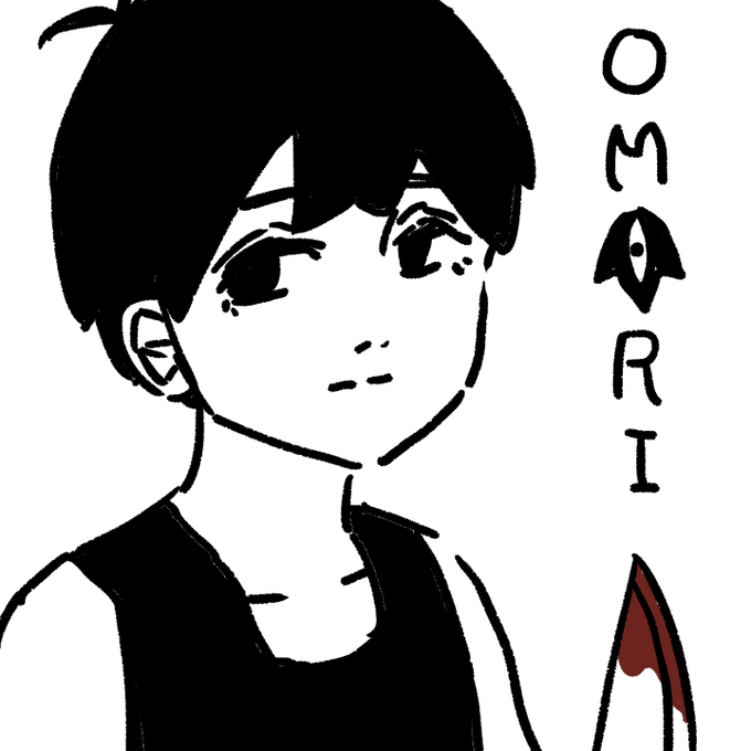 OMORI大好きなのにファンアート描いたこと無かったので、OMORI落書き 