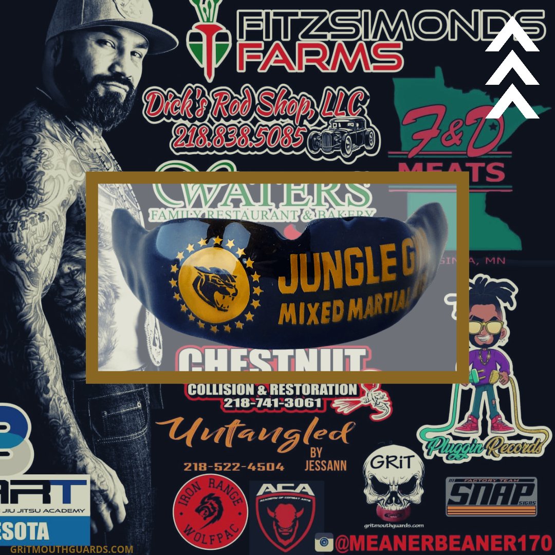 Jungle Gym MMA custom mouthguard design created for Tat "Mean Bean" Romero. A long-time GRiT-sponsored athlete, watch Tat compete on CES MMA's May 6th card via UFC Fight Pass! #gritmouthguards #custommouthguard #junglegymmma #tatromero #meanbean #cesmma #ufc #ufcfightpass