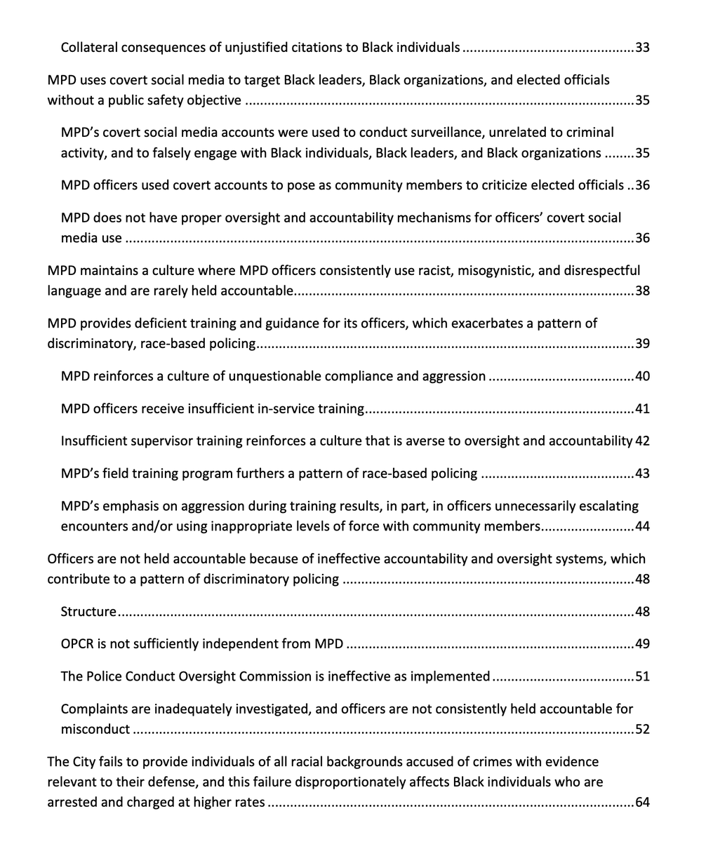 BokononsProphet's tweet photo. MY GOD. Just look at the table of contents from the @mnhumanrights report on the Minneapolis police department.

https://t.co/2T9AjGJUQl https://t.co/z1GWB1mJTv