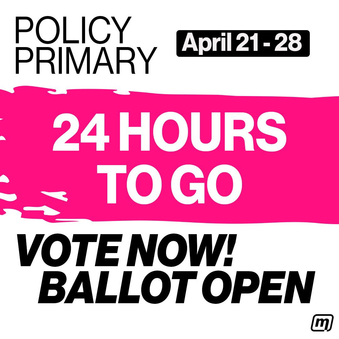 PeoplesMomentum's tweet photo. 🚨ONLY 24 HOURS LEFT🚨
🗳️ Vote NOW on what policies we should take to Labour conference this September!
📧 Check your email for your ballot
🙋🏽♀️ Not a member? Join now and get your vote: https://t.co/pzSpvmajUx https://t.co/73x1Djez47