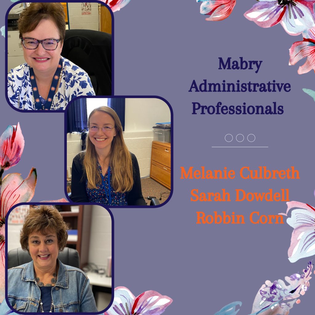 MabryMiddle's tweet photo. Happy Administrative Professionals Day!
To Ms. Culbreth, Ms. Dowdell, and Ms. Corn! Thank you for all you do for MMS!
We appreciate you so much!
#CountOnMe #CountOnMabry #WeAreOne https://t.co/OQtqlpkF6t