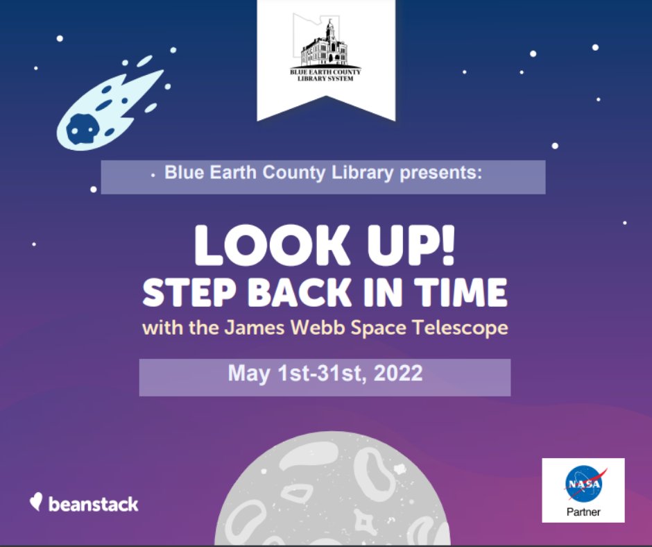 BECLibrary's tweet photo. Throughout the month of May, participate in our space-themed reading challenge! @STARNet_Project @ALALibrary @NASA @zoobeanreads #STEAMinLib #NASAatMyLibrary Sign up: https://t.co/M8uckMKHQj https://t.co/9j6fui26wC