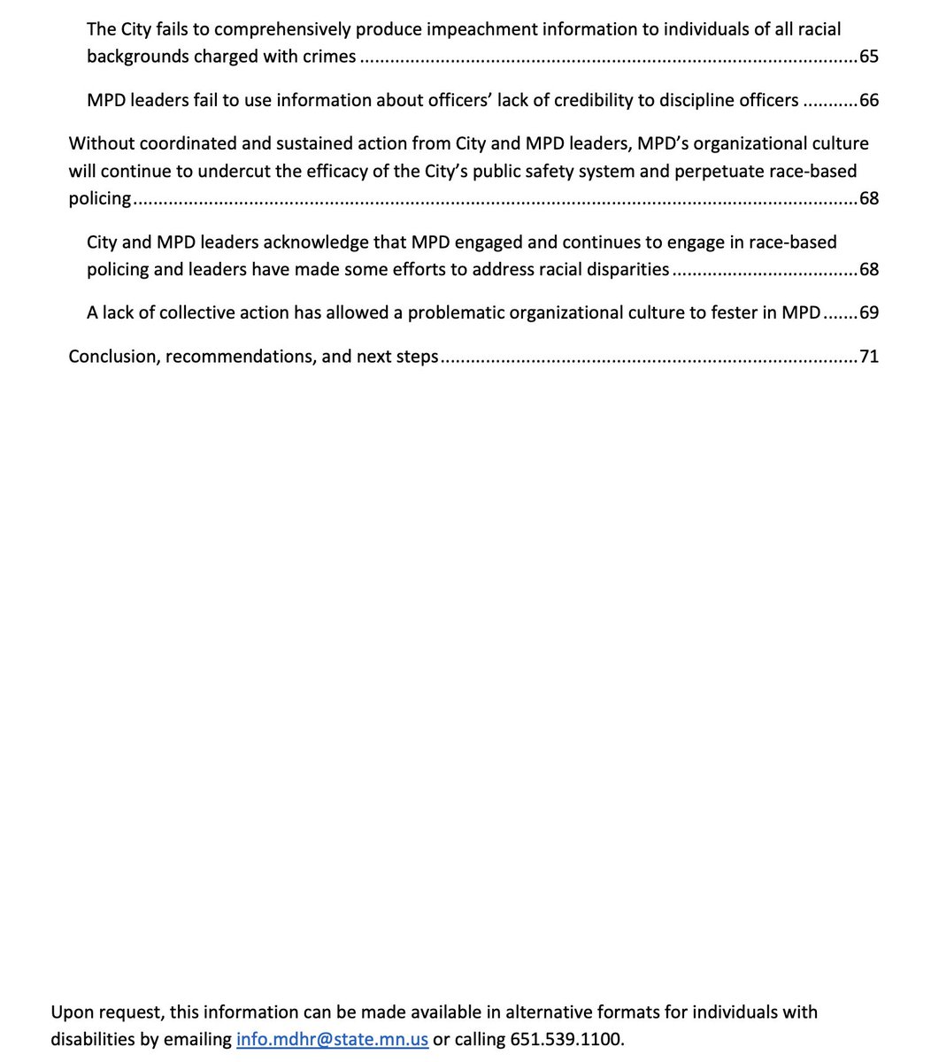BokononsProphet's tweet photo. MY GOD. Just look at the table of contents from the @mnhumanrights report on the Minneapolis police department.

https://t.co/2T9AjGJUQl https://t.co/z1GWB1mJTv