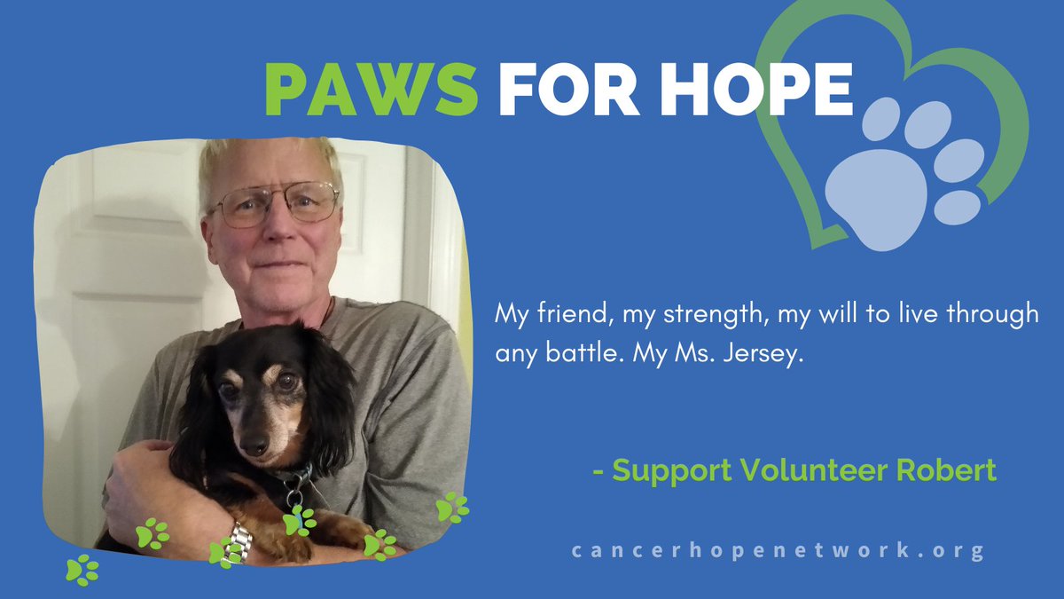 CancerHopeNet's tweet photo. Hope takes many forms - including the good bois and girls who provide unconditional love. Meet our #PawsForHope hero: Ms. Jersey. Want to connect with a #survivor volunteer who understands the love of a pet parent? Request a match: https://t.co/1F0vZ88RTi https://t.co/F89E3kmQZJ