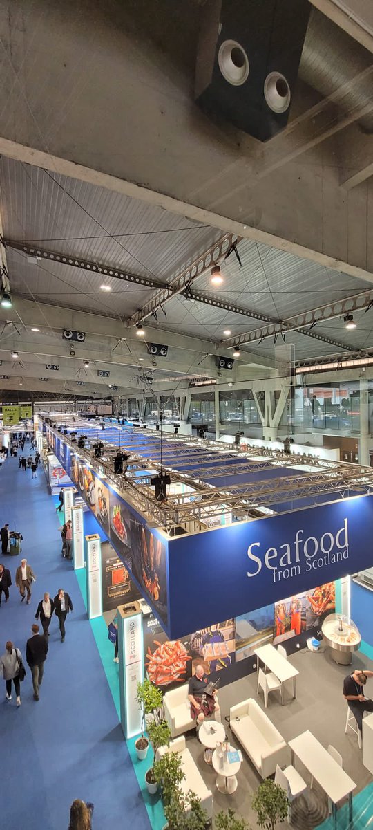 SeafoodFromScot's tweet photo. The end of another great day at #SEG22. Packed full of meetings with new and old contacts, and of course delicious Scottish #seafood. We’re raring to go for Day 3 tomorrow. @SeafoodExpo_GL https://t.co/2uyilkdWGp