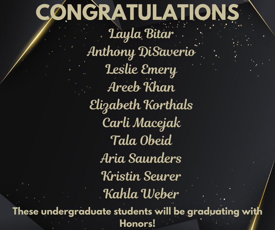 CUDenverBIOE's tweet photo. Congratulations to our 10 undergraduate students graduating this spring with the distinction of Honors. Students graduating with Honors are required to have at least a 3.6 cumulative GPA in their CU coursework.
#cudenver #cuanschutz #bioengeering #honors https://t.co/tMxye4zTtA