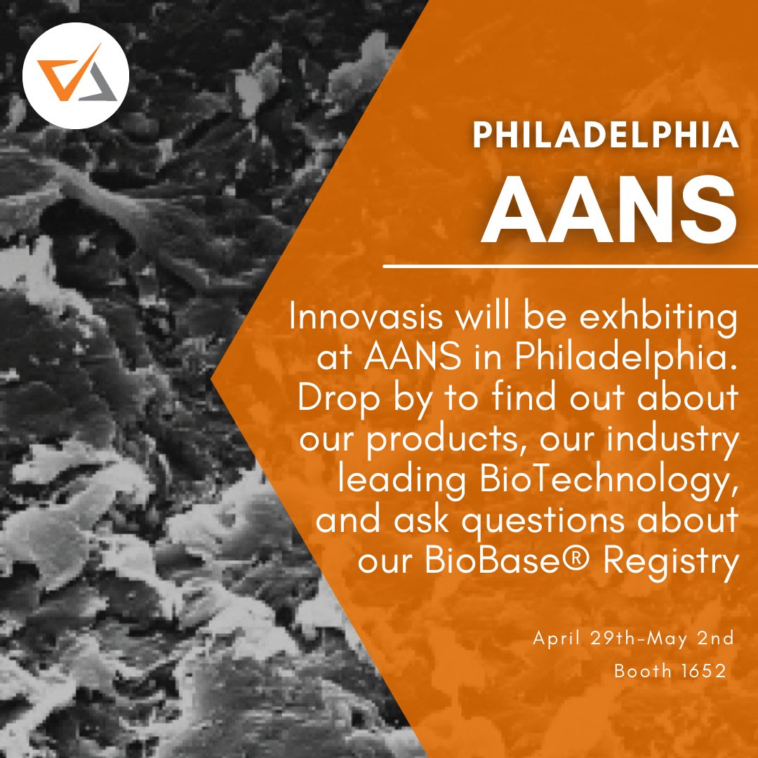 innovasis's tweet photo. Innovasis will be exhibiting at AANS this weekend in Philadelphia. Drop by and visit us! https://t.co/7G3UATLT9v