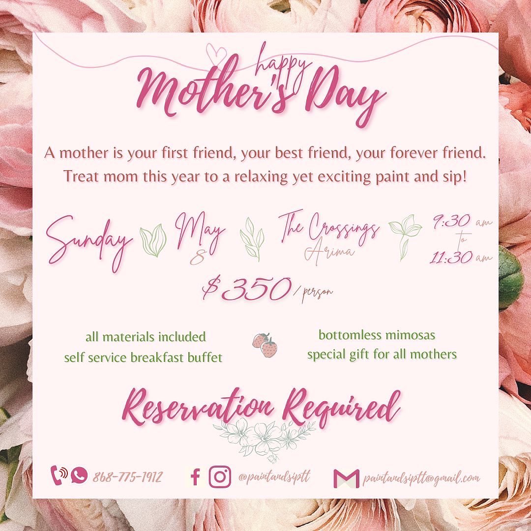 paintandsiptt's tweet photo. Treat mummy to a relaxing breakfast paint and sip on Mother’s Day 💗

Call/WhatsApp 775-1912 to reserve your seats 📱 

All mums get a special gift 💝 https://t.co/u8OEGYxuje