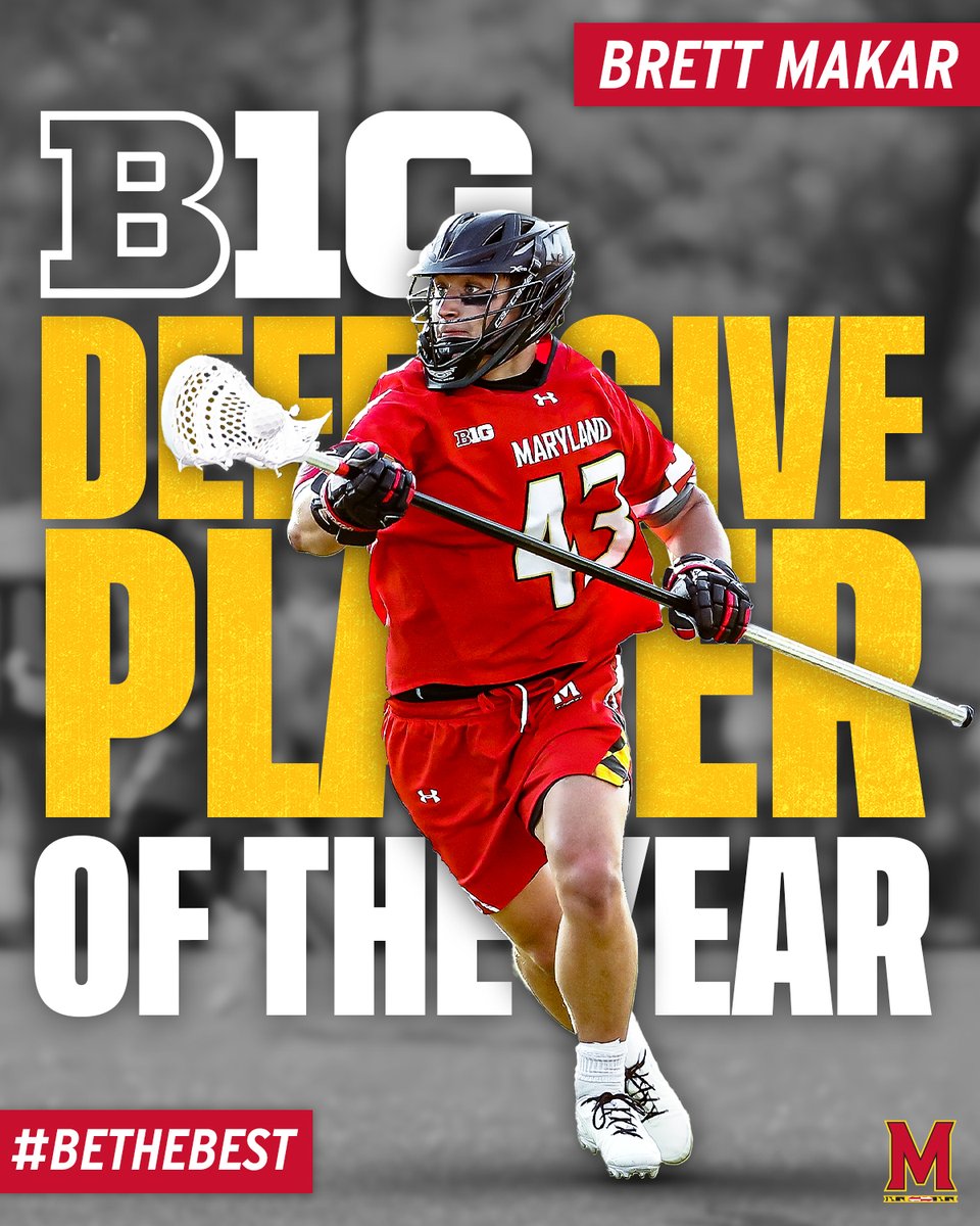 TerpsMLax's tweet photo. 𝐁𝐢𝐠 𝐓𝐞𝐧 𝐃𝐞𝐟𝐞𝐧𝐬𝐢𝐯𝐞 𝐏𝐥𝐚𝐲𝐞𝐫 𝐨𝐟 𝐭𝐡𝐞 𝐘𝐞𝐚𝐫

Brett Makar is your B1G Defensive Player of the Year with 22 GB and eight CT as the Terps hold opponents to under ten goals per game. 

#BeTheBest https://t.co/pIRE1fE3O0