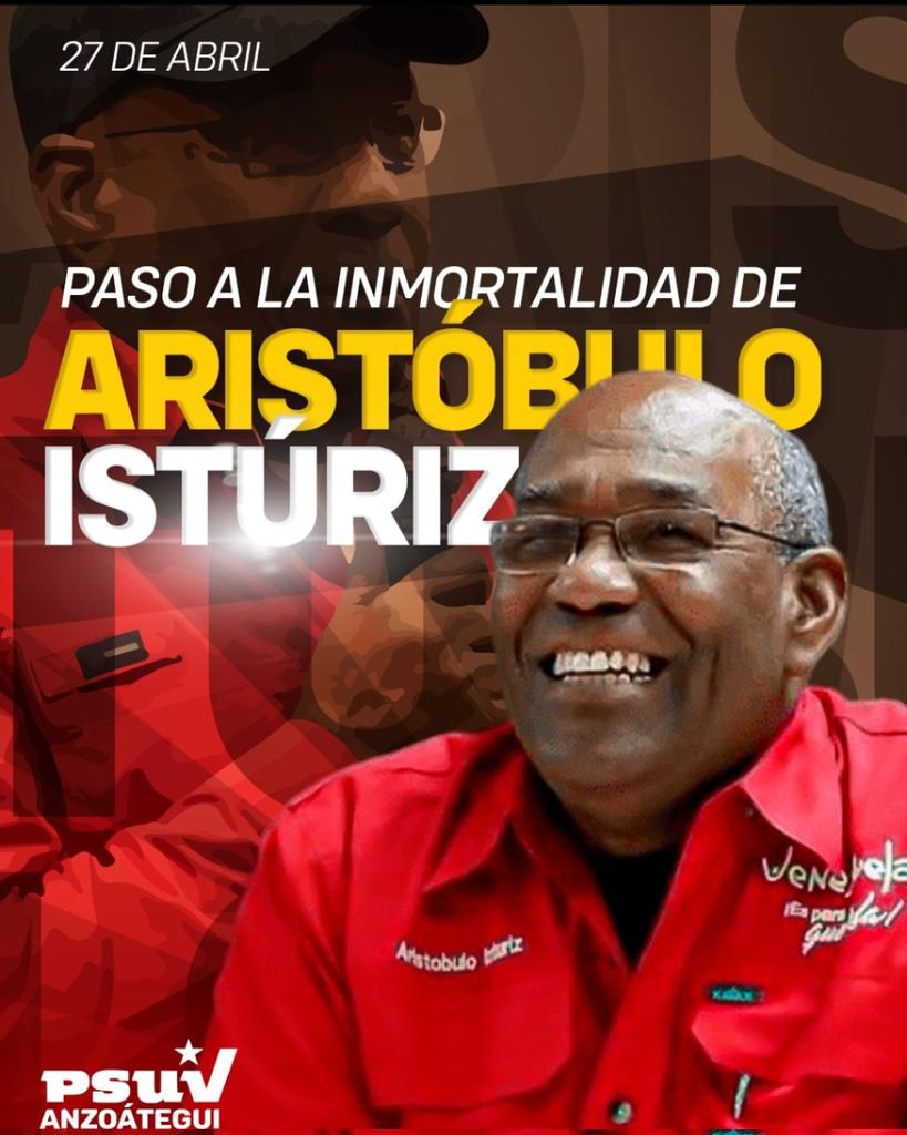 LexisBerra's tweet photo. ¡Hace 1 año del paso a la inmortalidad de nuestro querido Profe Aristóbulo! Guerrero incansable que jamás abandonó al pueblo en sus luchas, y hoy vive en nosotros con sus enseñanzas de Lealtad y Amor por la Patria.

¡Honor y Gloria!

@NicolasMaduro @dcabellor @PartidoPSUV #27Abr https://t.co/zxgsuSapy8