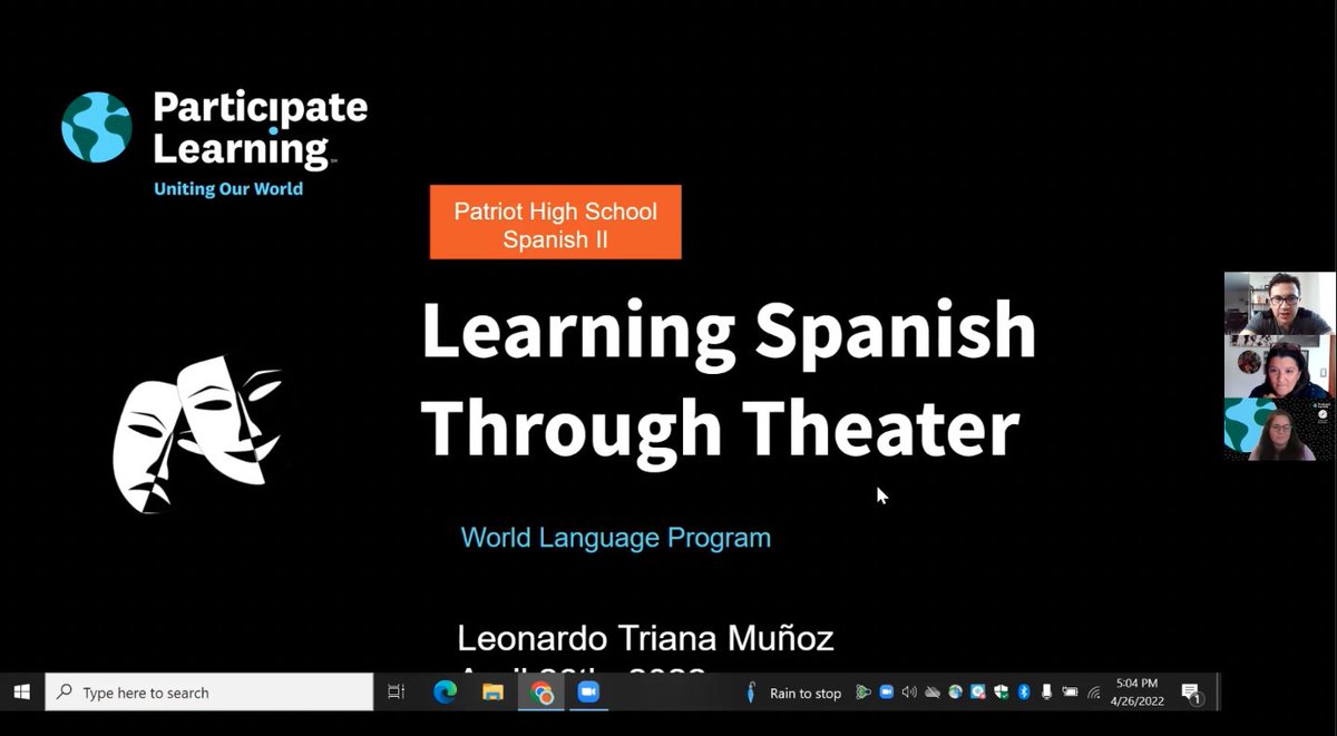 Great work from <a href="/Teacher_Leo_VA/">Leonardo Triana</a> yesterday in his Ambassador Sharing Session. This is such a great way for Ambassadors to take a lead and share with others. Leonardo shared his experience using theater in his Spanish instruction. <a href="/ParticipateLrng/">Participate Learning</a> #unitingourworld