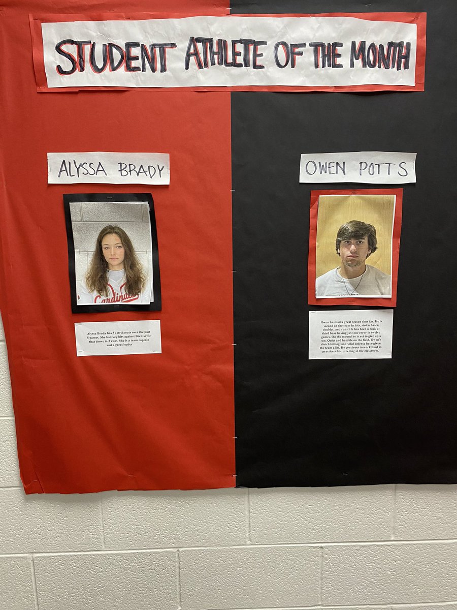 Our very own @alyssabrady2023 winning student athlete of the month for April!!! Congrats and keep up the good work!! #GoCards