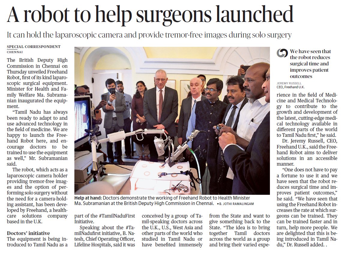 Freehand is in the news again!
Due to the successful and enthusiastically received reception of FH technology during this event, Freehand is developing a distribution network to offer the advantages of robotic surgery throughout India in the next few months. #hcsm #laparoscopy