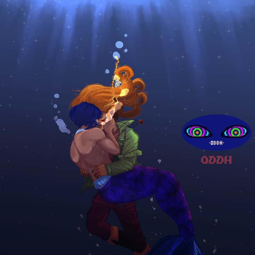 oddh_draws's tweet photo. Cover preview of this fantasy story about a merman prince and misterious castaway🧡💙🌊🧚♂️🧚♂️💧🔥✨ Yeah, I'm makin' a serius comic about this because I'm deeply in love with them💘 #Fairy蘭丸 #FairyRanmaru #F蘭丸 #HomuraHoterase #UruuSeiren https://t.co/EOzHorbjr3