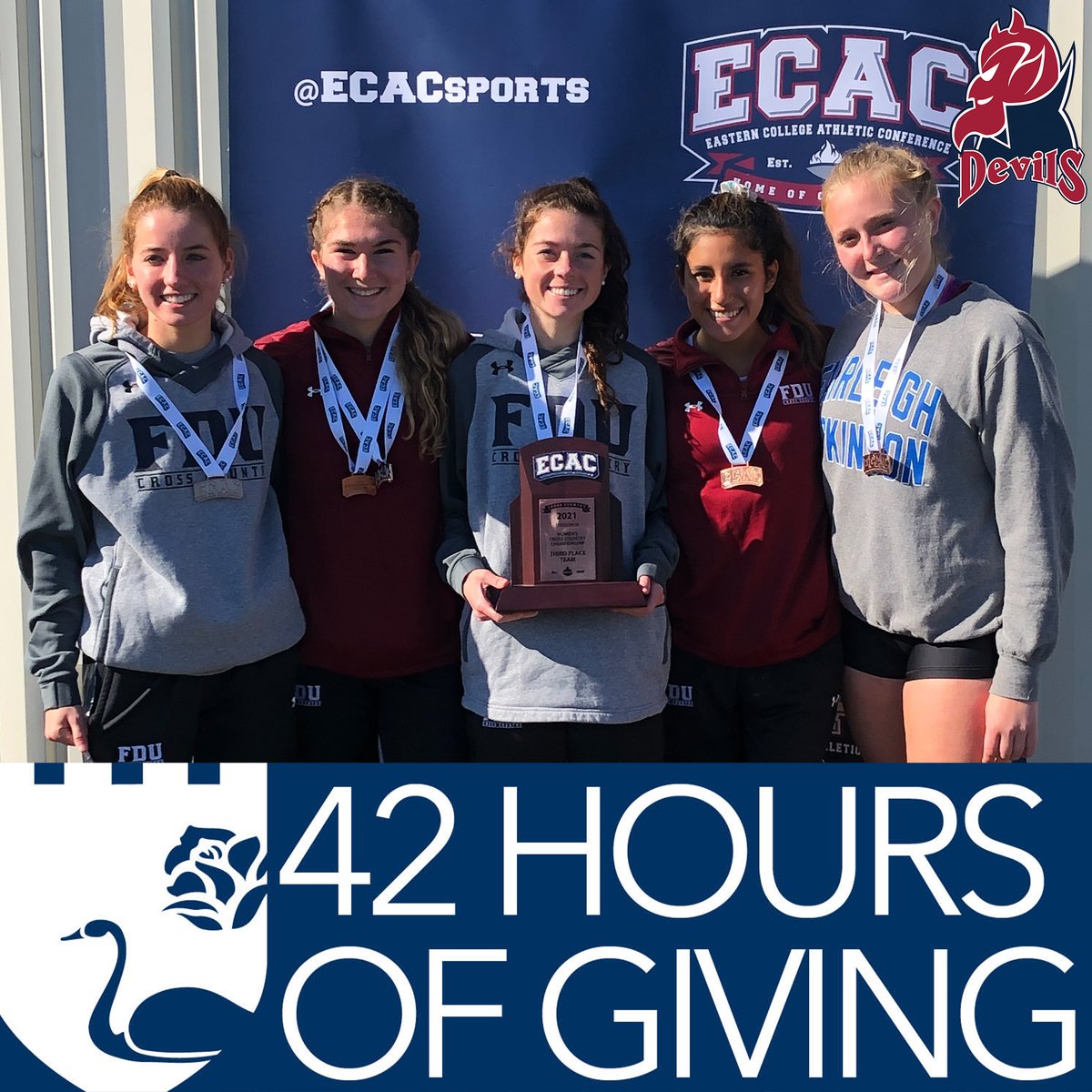 Please support the FDU-Florham men’s and women’s xc teams today and tomorrow for the FDU 42 Hours of Giving! Your donations will go directly to the enhancement of the FDU men’s and women’s cross country student-athlete experience here on the Florham campus! #HornsUp #HeatsRising
