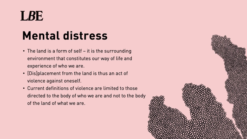 "The land is a form of self, it is the surrounding environment that constitutes our way of life and experience of who we are"- <a href="/AcademicAyesha/">Dr Ayesha Ahmad</a> speaking now about #displacement #climatechange and #mentalhealth 

<a href="/LBecologies/">Land Body Ecologies</a> #keepingourplanetinmind