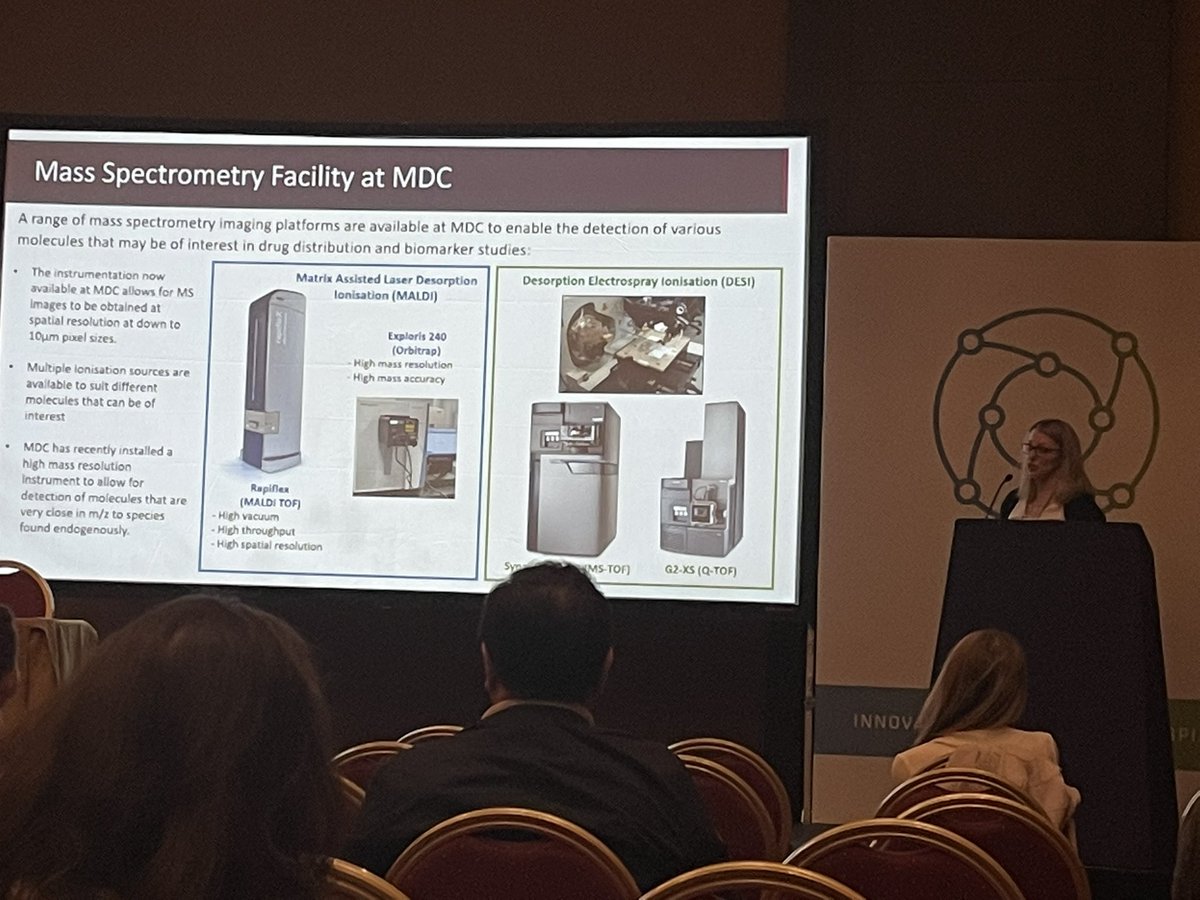 GayleBMarshall's tweet image. Mass spectrometry imaging at MDC. How we can look at drug distribution in tissue and biomarker (label free) analysis in spatial biology with Lead Scientist Philippa Hart  #spatialbiologyUK #biomarkers #drugdistribution @MedDiscCat @OGConferences