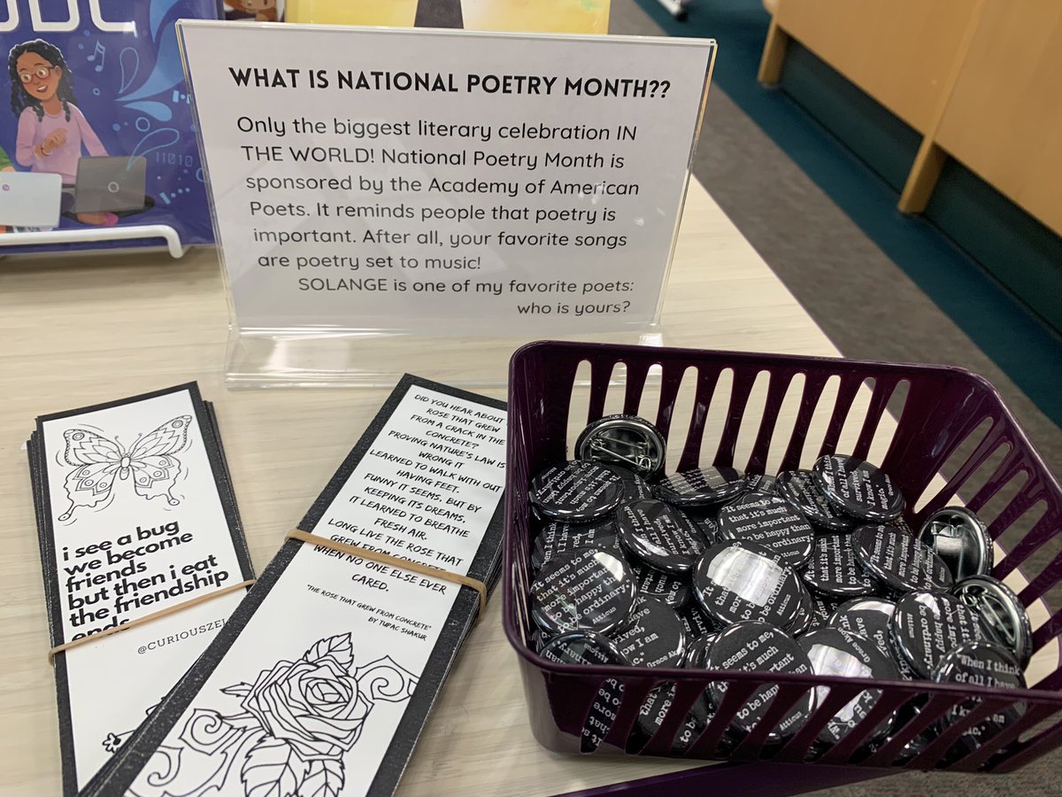 GunstonLibrary's tweet image. It’s Poem in Your Pocket Day at the Gunston Library! Students are stopping by to read us a poem - either one students wrote or found. Readers get a poetry themed prize to celebrate. @APSLibrarians @APSGunston @APS_ELA @Gunston_PTA Great way to end National Poetry Month!