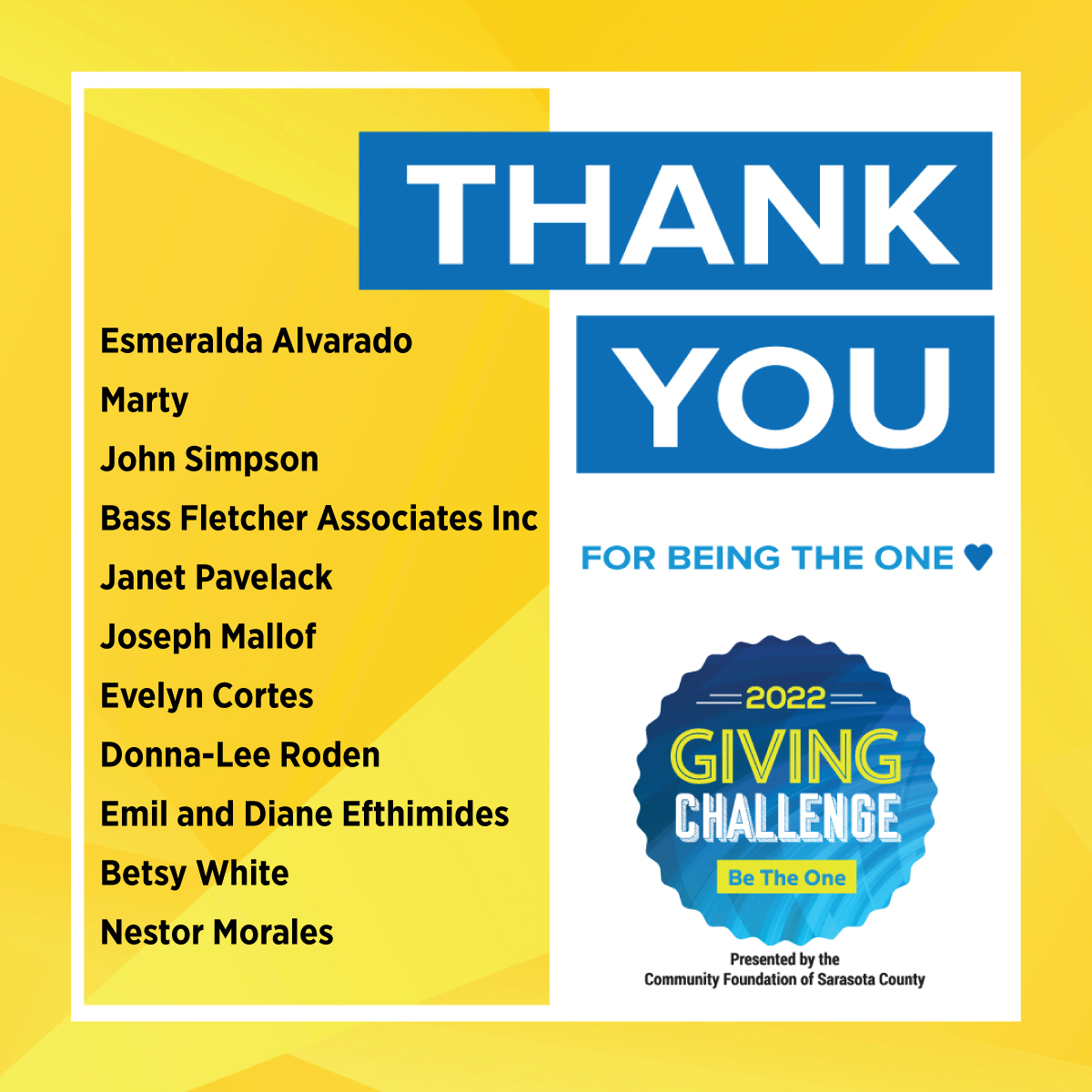 Thank you for being the one!

#GivingChallenge2022 #BeTheOne