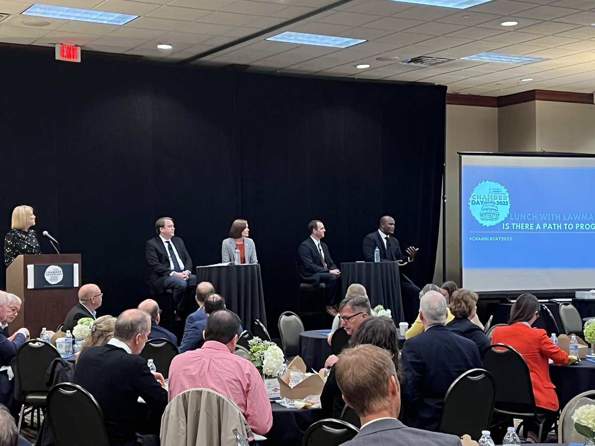 MIChamber's tweet photo. In an era of uber partisanship and discourse, how can our elected policymakers find a way to forge ahead? There’s hope hearing from this panel of bipartisan thought leaders from both chambers @aricnesbitt @WinnieBrinks Rep. Thomas Albert and @JoeTate02. #ChamberDay2022 https://t.co/BkBw2bvzXI