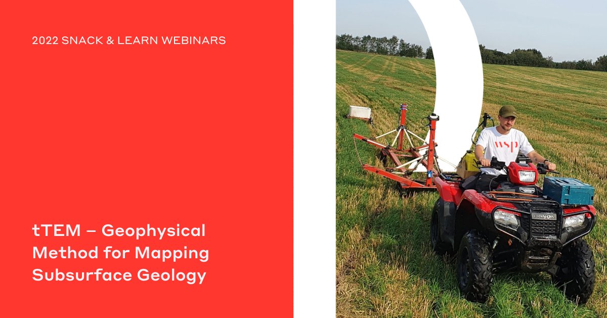 wsp's tweet photo. This webinar will explore the #tTEM system, a new and highly efficient towed #geophysical system, which is capable of performing detailed mapping of the subsurface #geology from the surface down to 70m depth.
May 5, 2022 at 3:00-3:30 PM GMT
https://t.co/itPNFBh7Qd
#WSPwebinar https://t.co/FqUcGdm3N2