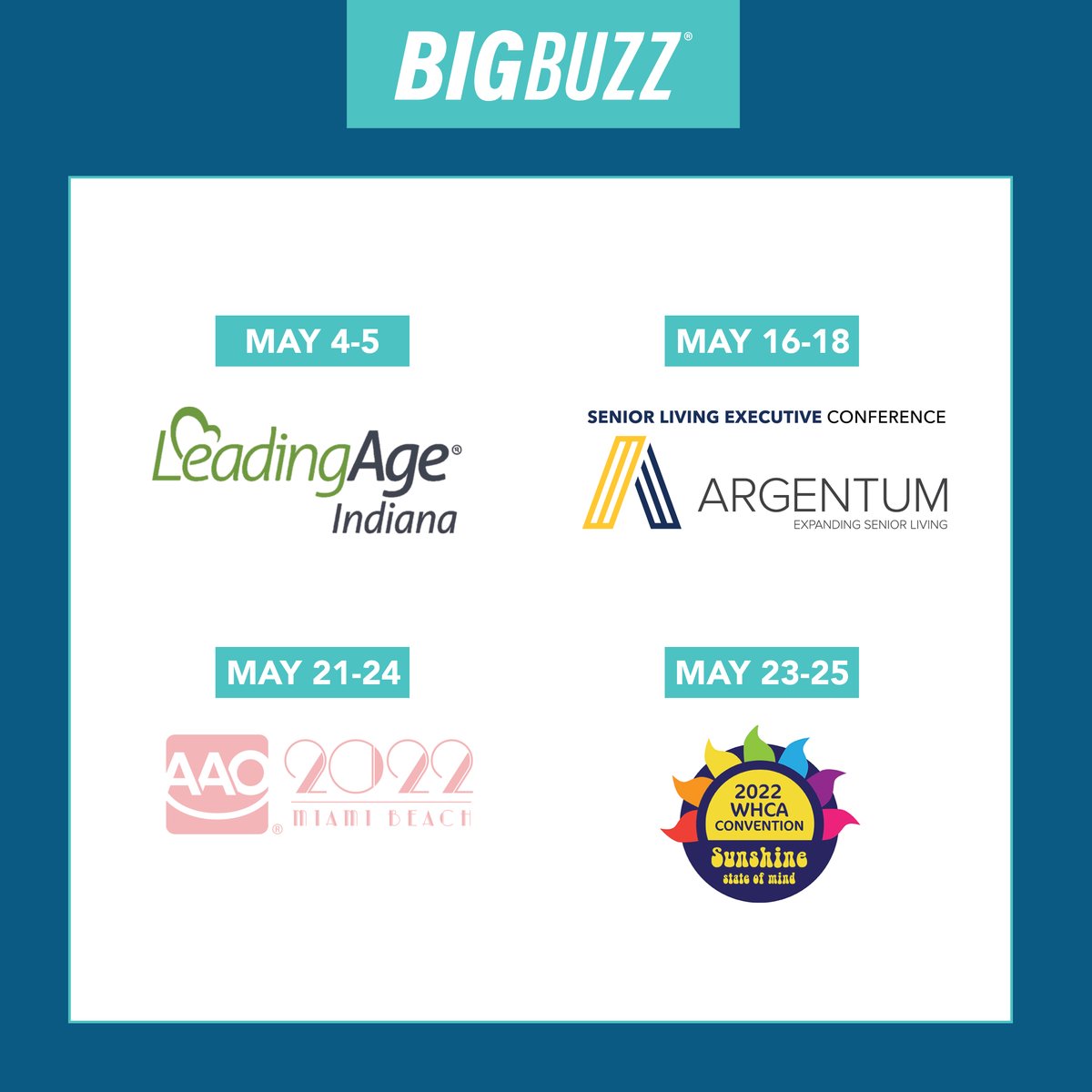 Mark your calendars! Big Buzz will be lecturing at these upcoming events!

#seniorlivingmarketing #dentalmarketing #healthcaremarketing