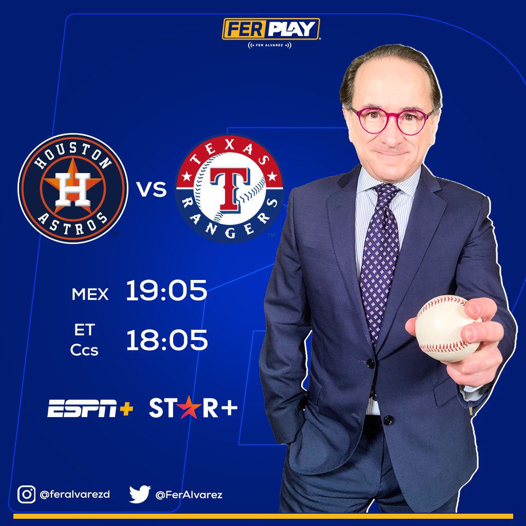 FerAlvarez's tweet photo. Esta noche, junto a @JoseFRiveraP. Revisen su guía para el horario y plataforma en su región.
ESPN+ @StarPlusLA @ESPN_Beisbol 
#MLBxESPN https://t.co/XkvEBGztCu