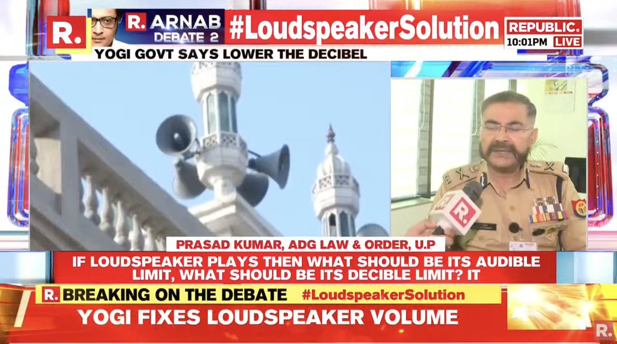 republic's tweet image. Should other states also adopt Yogi govt&apos;s #LoudspeakerSolution? Fire in your views and watch Arnab&apos;s Debate #LIVE here - youtube.com/watch?v=poZ8rx…