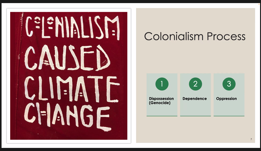 Dr. Kyle X. Hill outlining the colonial processes that have disrupted the connection to the land of indigenous peoples in the US  #keepingourplanetinmind #climatejustice #mentalhealth #climatechange