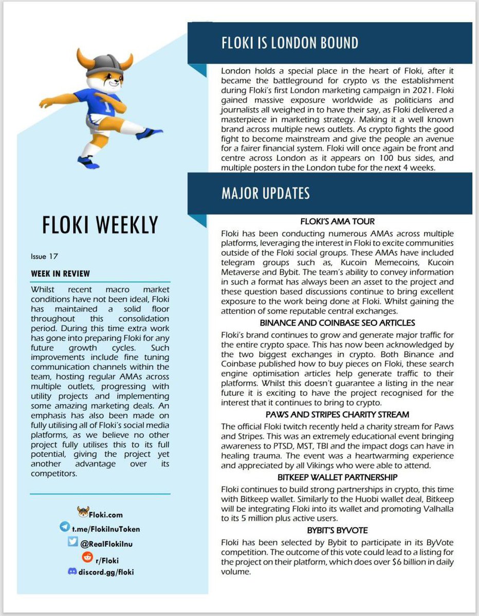 FLOKI's tweet photo. Issue 17 of #Floki Weekly is out! https://t.co/3uc1vG6epQ