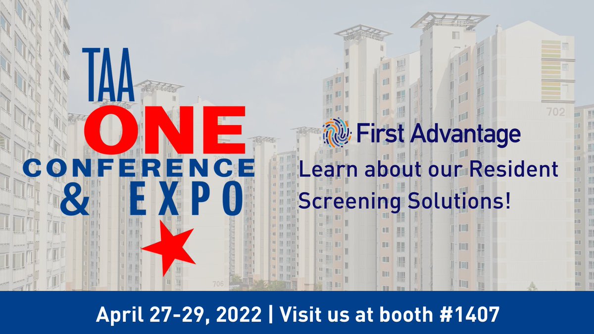 firstadvantage's tweet image. Our Resident Solutions team will be exhibiting at the Texas Apartment Association trade show tomorrow. If you’re in San Antonio, stop by Booth #1407 to say hello and learn more about our #ResidentSolutions! #TAA2022