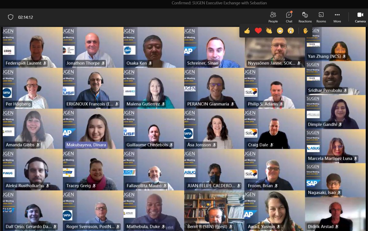 Happy faces all over the place! The second day of the virtual #SUGEN F2F full of valuable sessions &amp; discussions on SAP's Strategy, Enterprise Adoption and many topics more has been concluded successfully! #UserGroupsRock