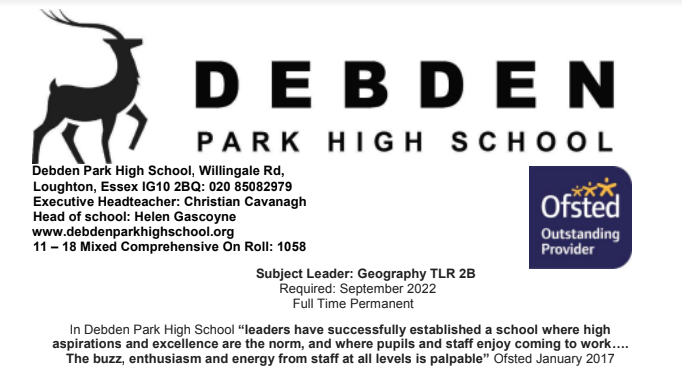 dphs's tweet photo. We are excited to be able to advertise for a Subject Leader of Geography at our Outstanding school.

If you, or anyone you know may be interested in joining our team, please ask them to get in touch with donna.james@debden-tkat.org

#BEoutstanding
#BEpartofourteam https://t.co/Vrc0HIrPGH